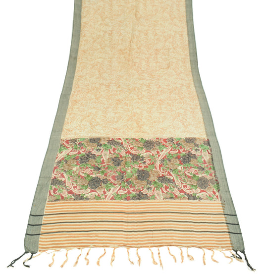 Sushila Vintage Cream Woven Dupatta Pure Woolen Printed Soft Wrap Long Stole