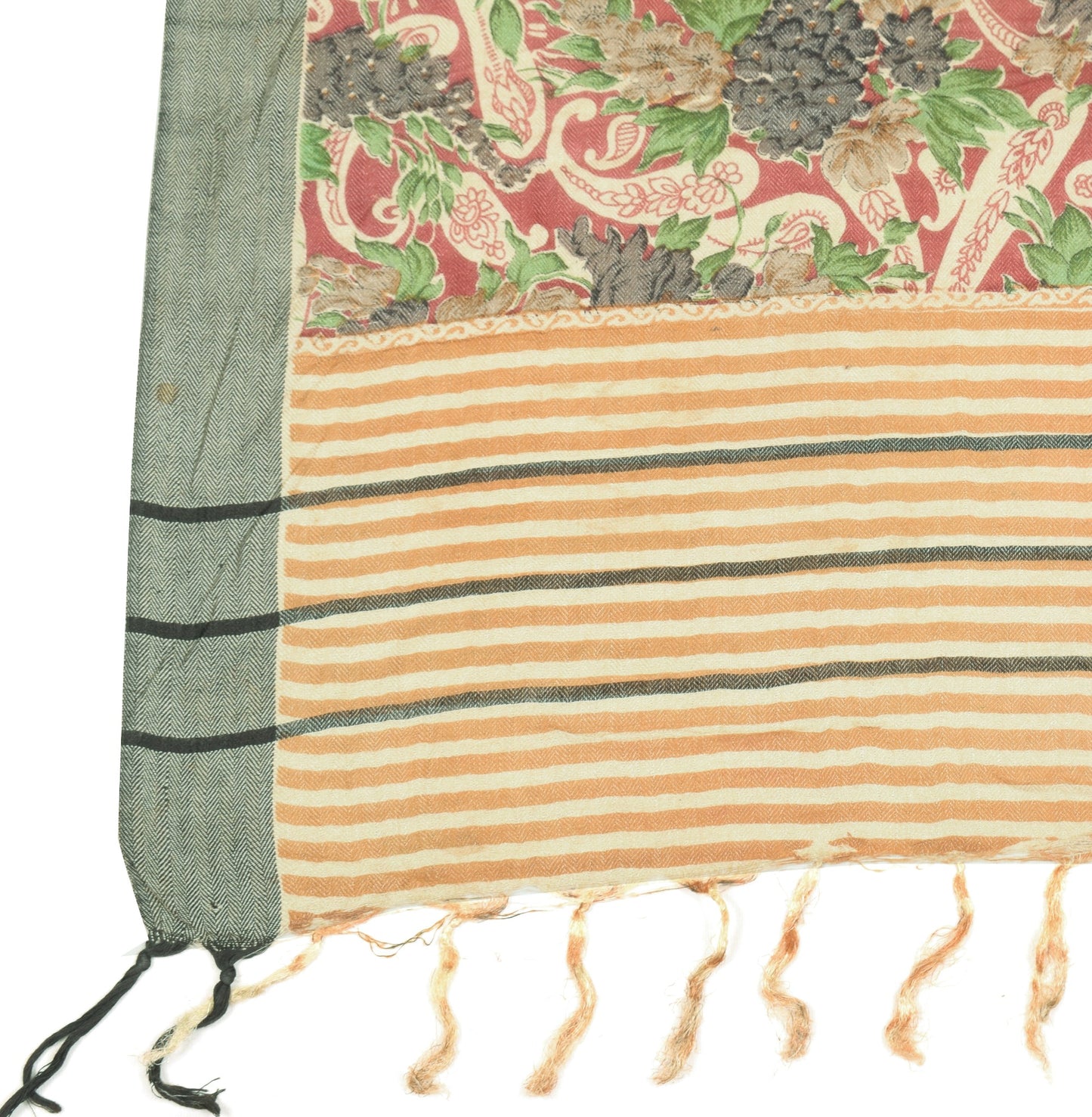 Sushila Vintage Cream Woven Dupatta Pure Woolen Printed Soft Wrap Long Stole