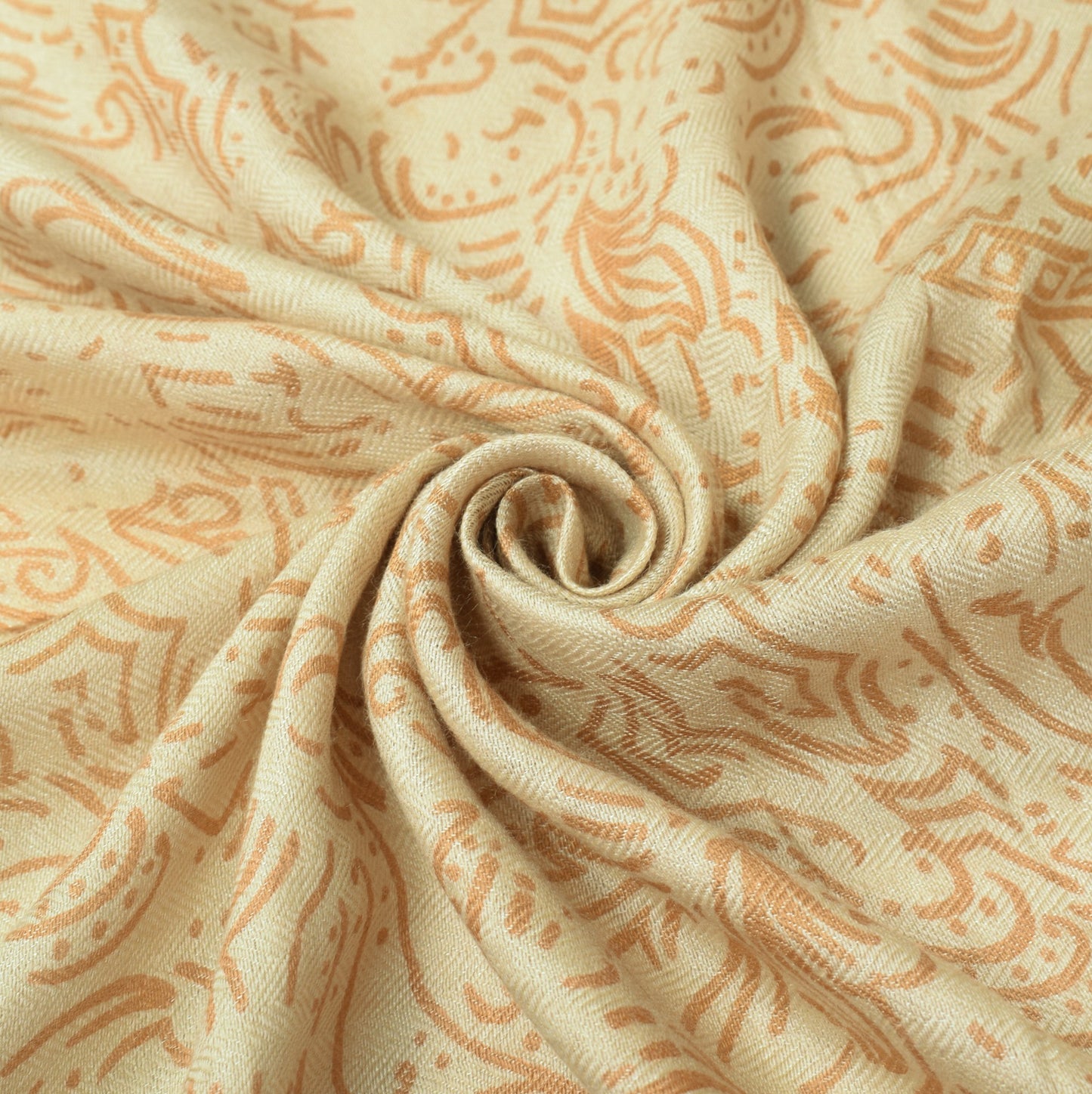 Sushila Vintage Cream Woven Dupatta Pure Woolen Printed Soft Wrap Long Stole