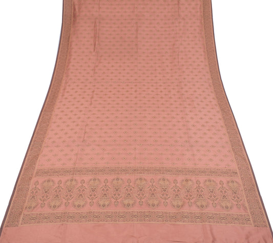 Sushila Vintage Brown Art Silk Dupatta Woven Floral Indian Long Stole Scarves