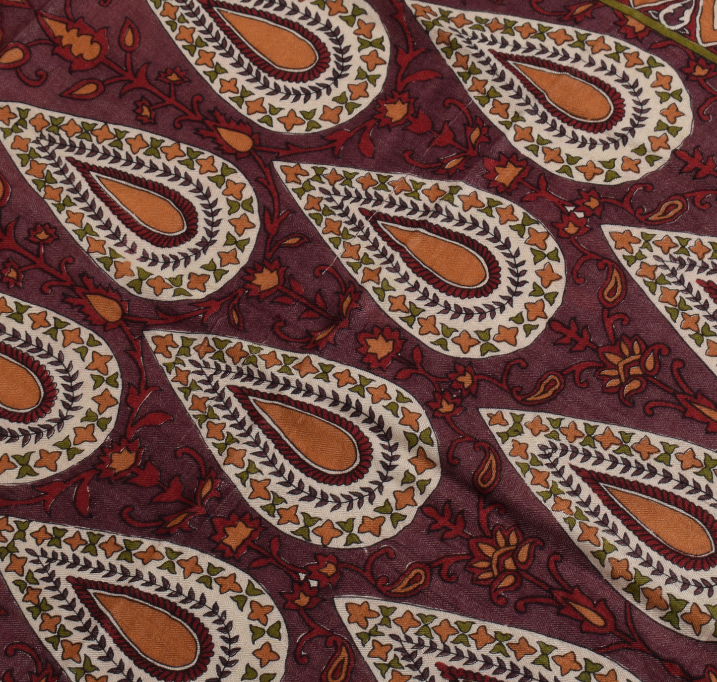 Sushila Vintage Pure Woolen Dupatta Dark Mauve Printed & Woven Soft Long Stole