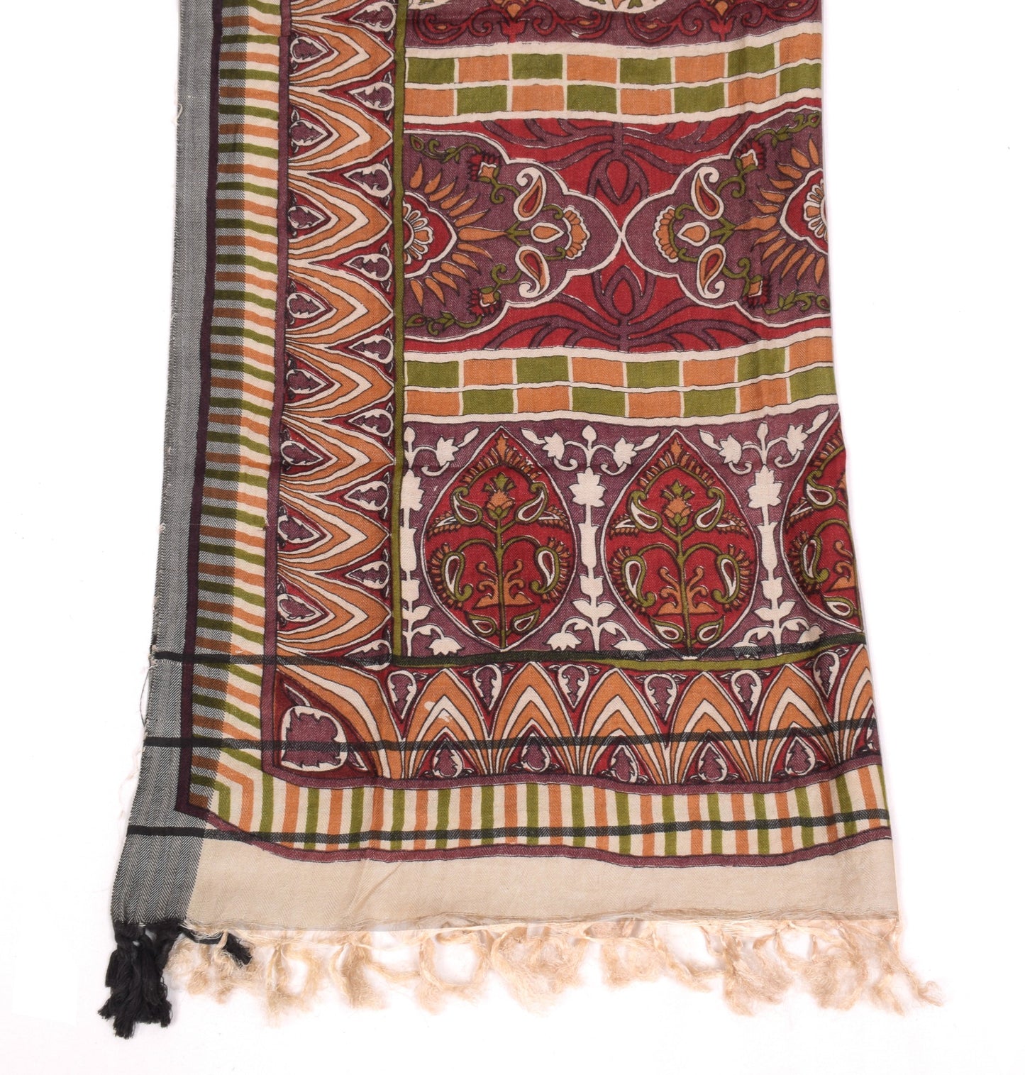Sushila Vintage Pure Woolen Dupatta Dark Mauve Printed & Woven Soft Long Stole