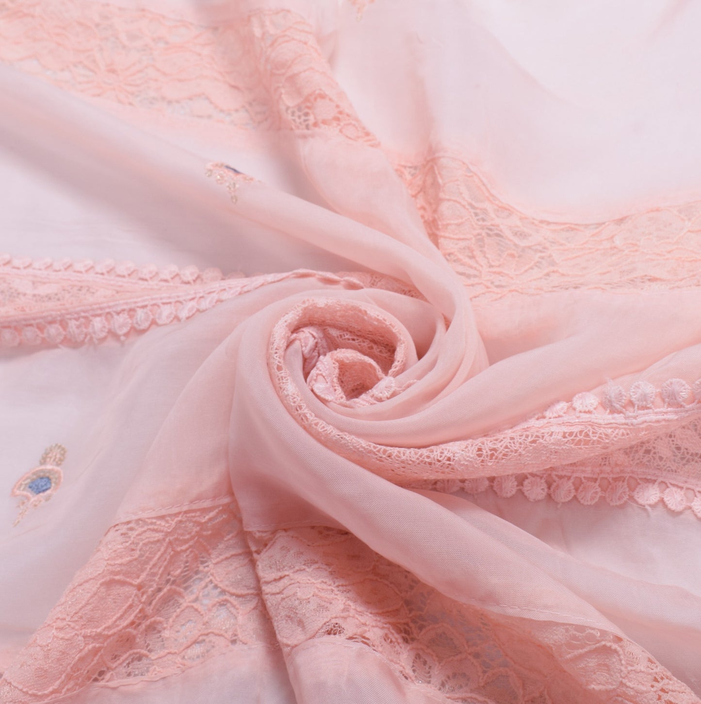 Sushila Vintage Pink Cutwork Dupatta Embroidered Designer Pure Silk Long Stole