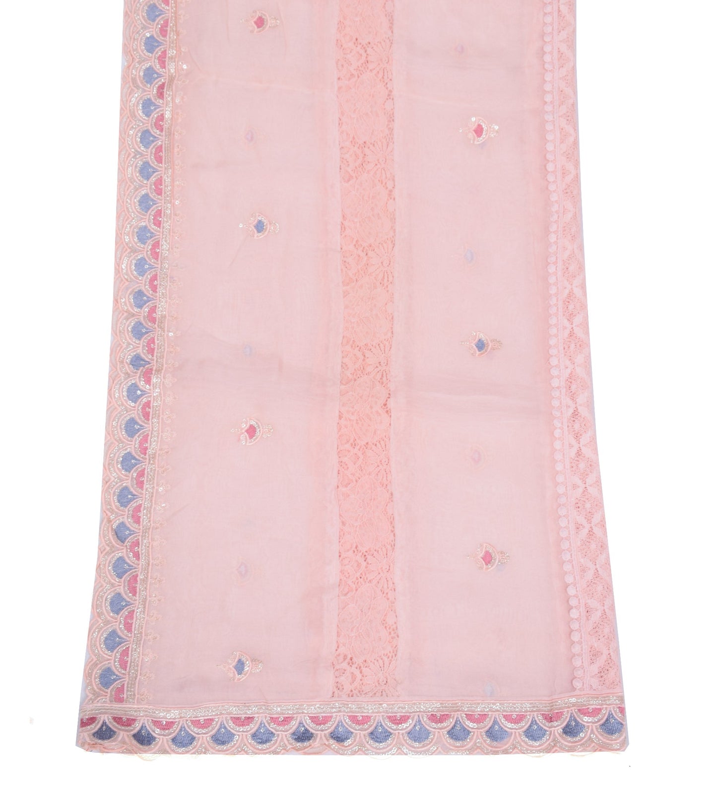 Sushila Vintage Pink Cutwork Dupatta Embroidered Designer Pure Silk Long Stole