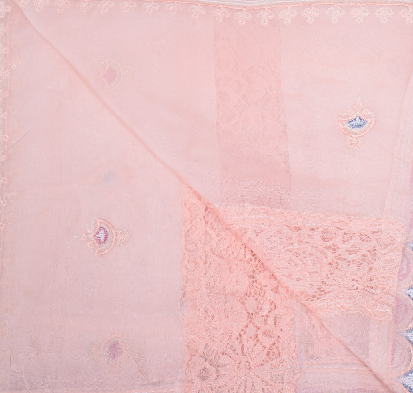 Sushila Vintage Pink Cutwork Dupatta Embroidered Designer Pure Silk Long Stole