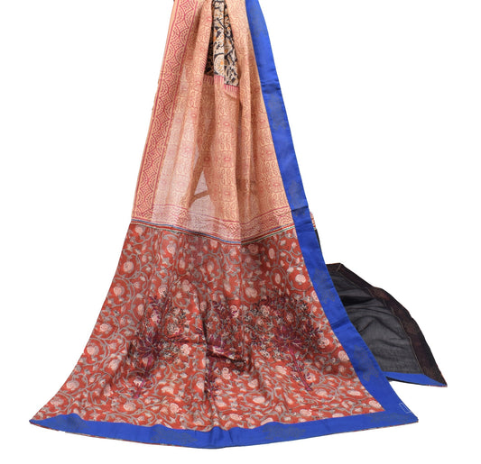 Sushila Vintage Peach Dupatta Hand Block Print Patch Work BRANDED Long Stole