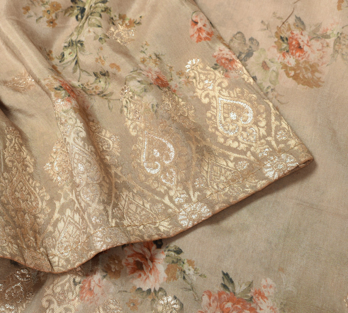 Sushila Vintage Brown Digital Printed Dupatta Zari Woven Pure Silk Long Stole