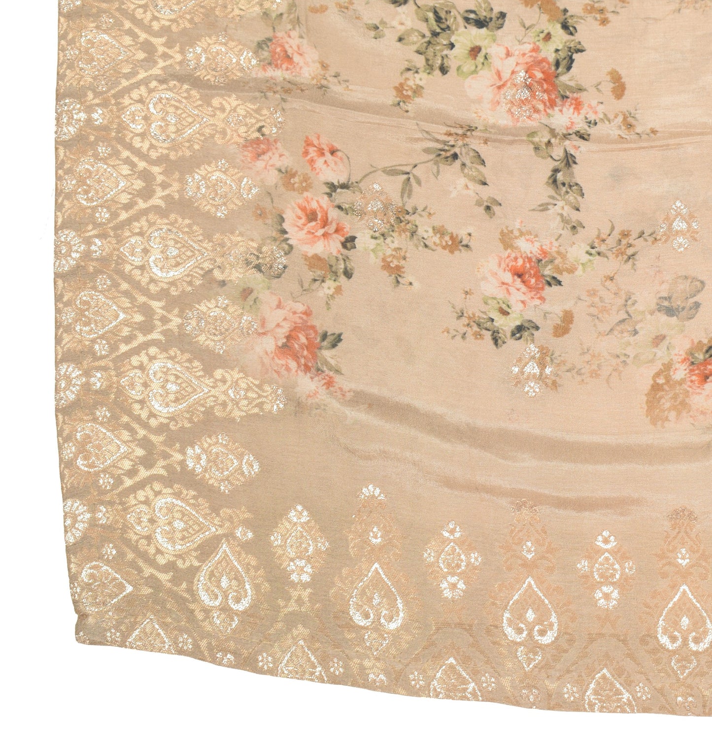 Sushila Vintage Brown Digital Printed Dupatta Zari Woven Pure Silk Long Stole