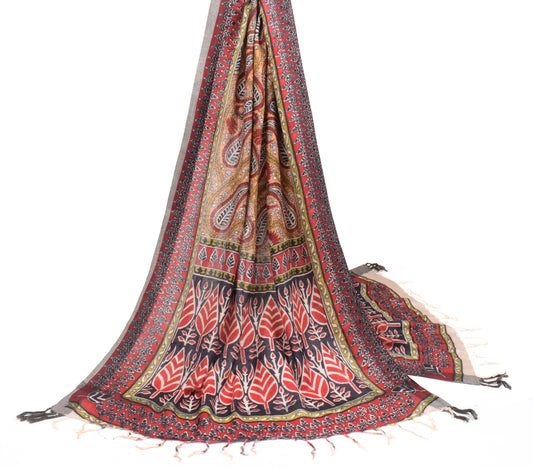 Sushila Vintage Paisley Printed Dupatta Pure Woolen Multi-Color Soft Long Stole