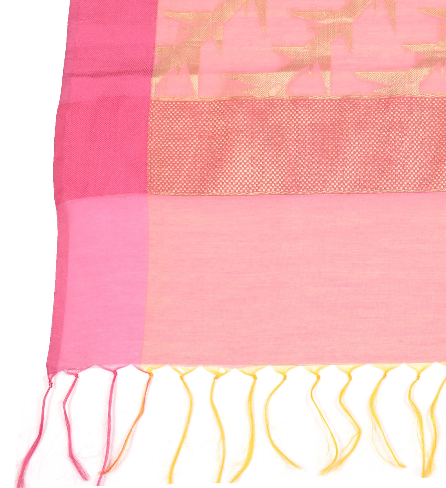 Sushila Vintage Peach Pink Dupatta Woven Art Cotton Silk Banarasi Long Stole