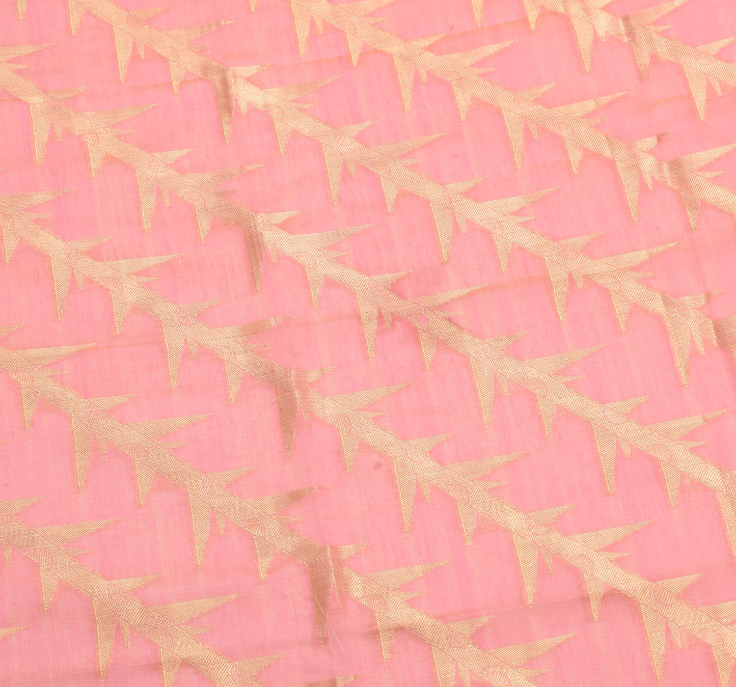 Sushila Vintage Peach Pink Dupatta Woven Art Cotton Silk Banarasi Long Stole