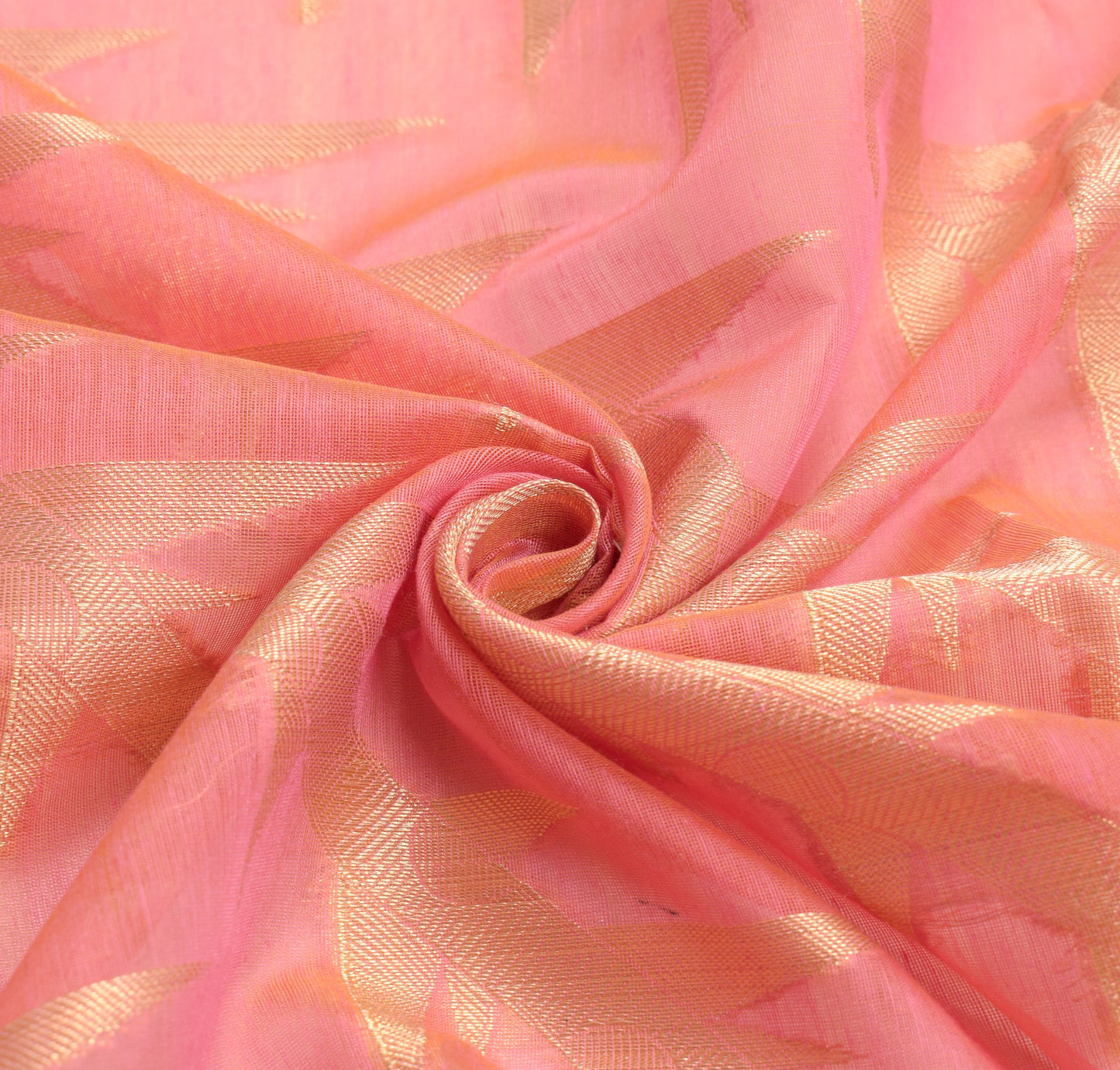 Sushila Vintage Peach Pink Dupatta Woven Art Cotton Silk Banarasi Long Stole