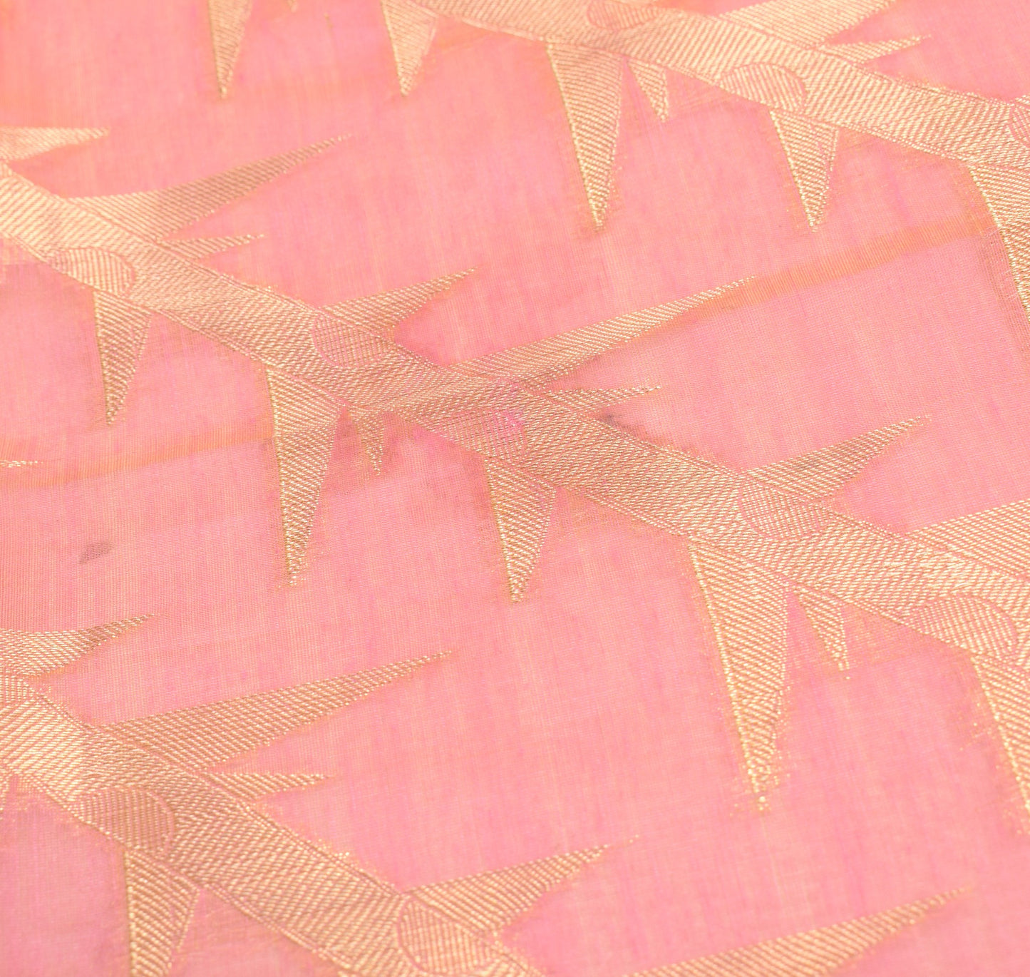 Sushila Vintage Peach Pink Dupatta Woven Art Cotton Silk Banarasi Long Stole