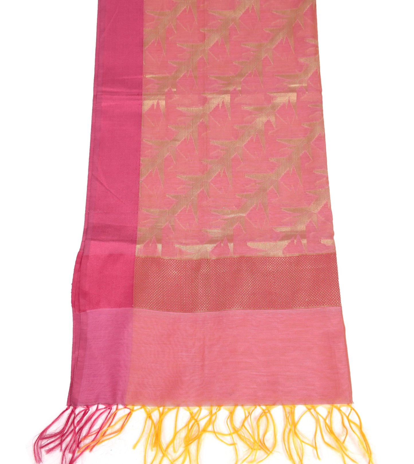 Sushila Vintage Peach Pink Dupatta Woven Art Cotton Silk Banarasi Long Stole