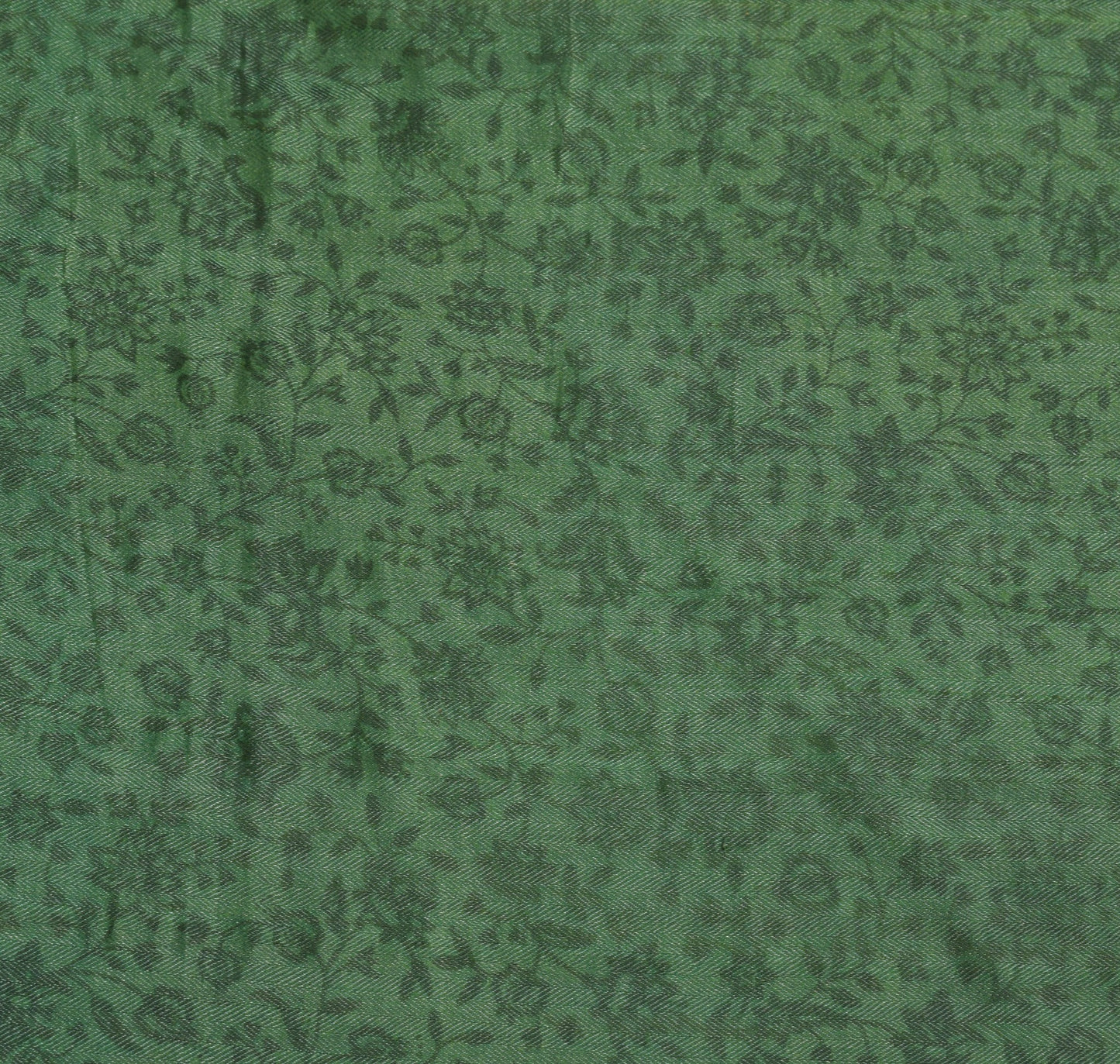 Sushila Vintage Green Floral Dupatta Pure Wolen Hand Block Printed Long Stole