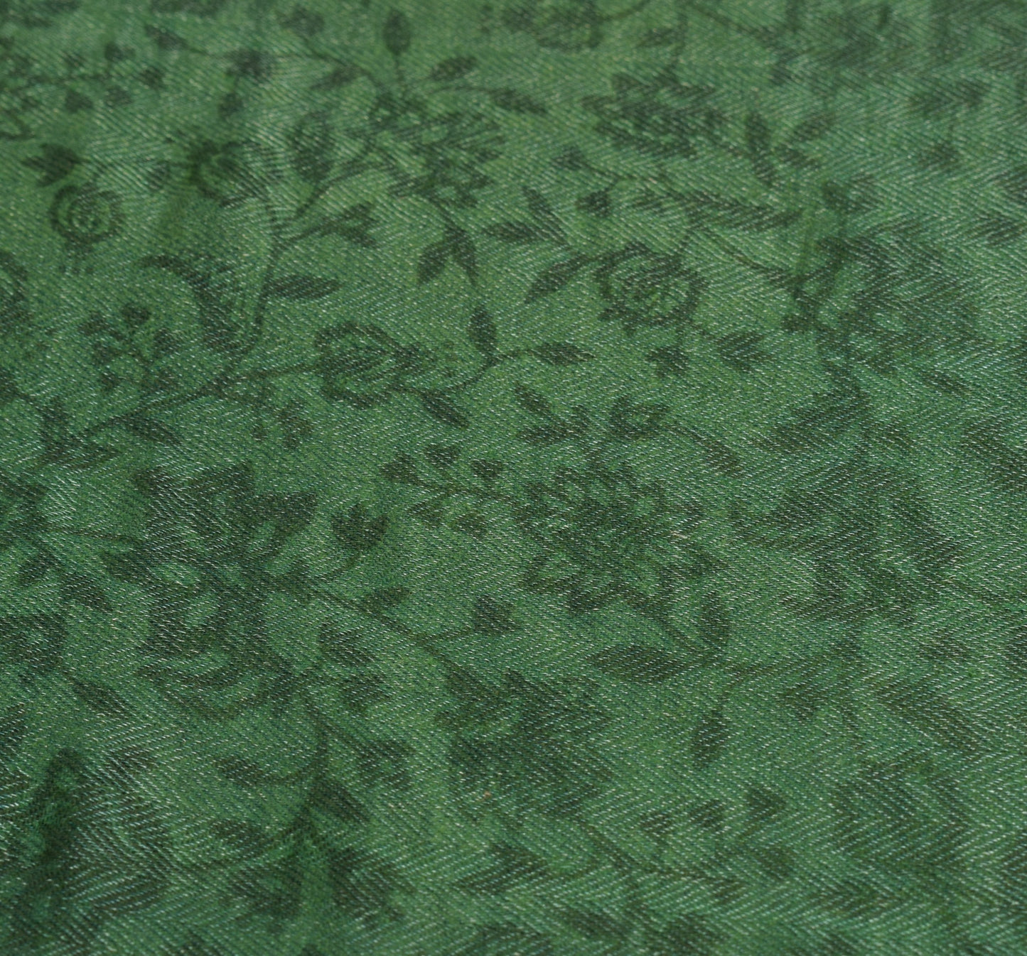 Sushila Vintage Green Floral Dupatta Pure Wolen Hand Block Printed Long Stole