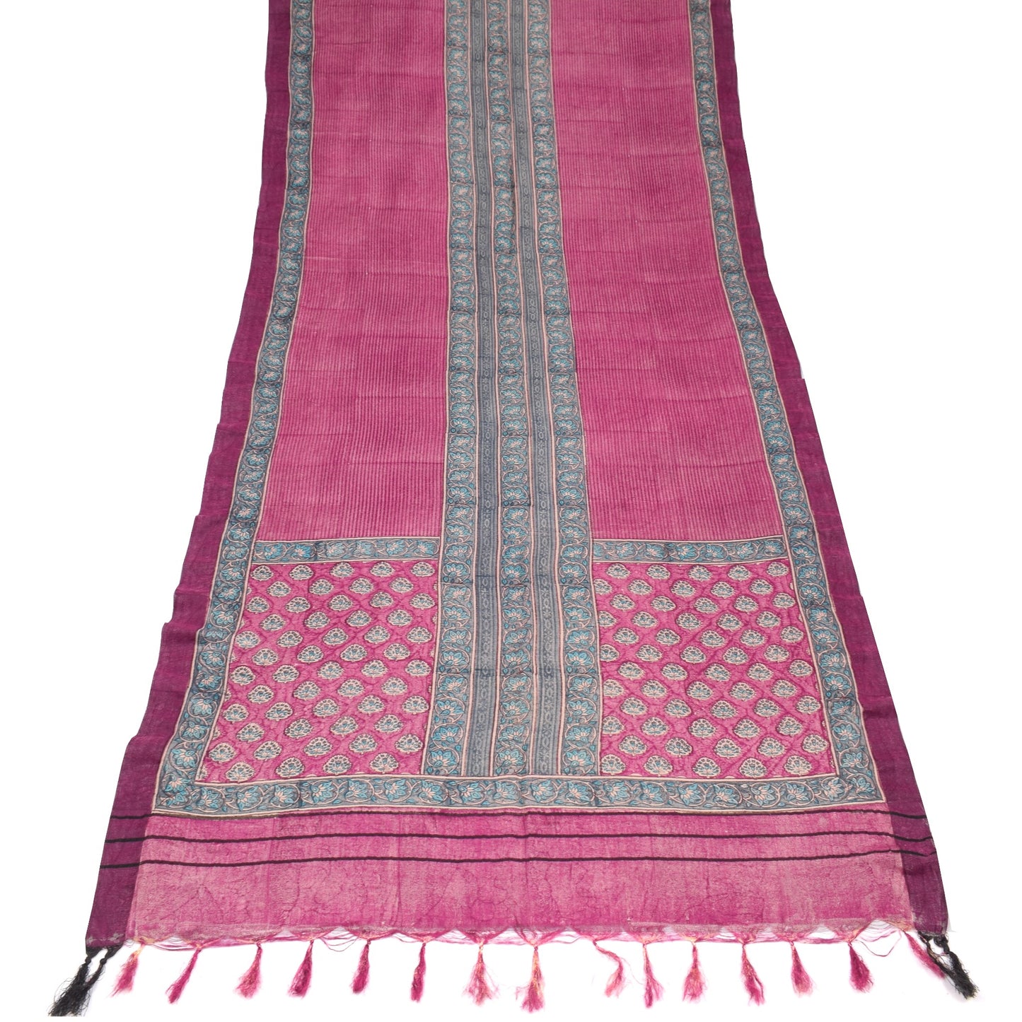 Sushila Vintage Magenta Dupatta Pure Woolen Hand Block Print Soft Long Stole