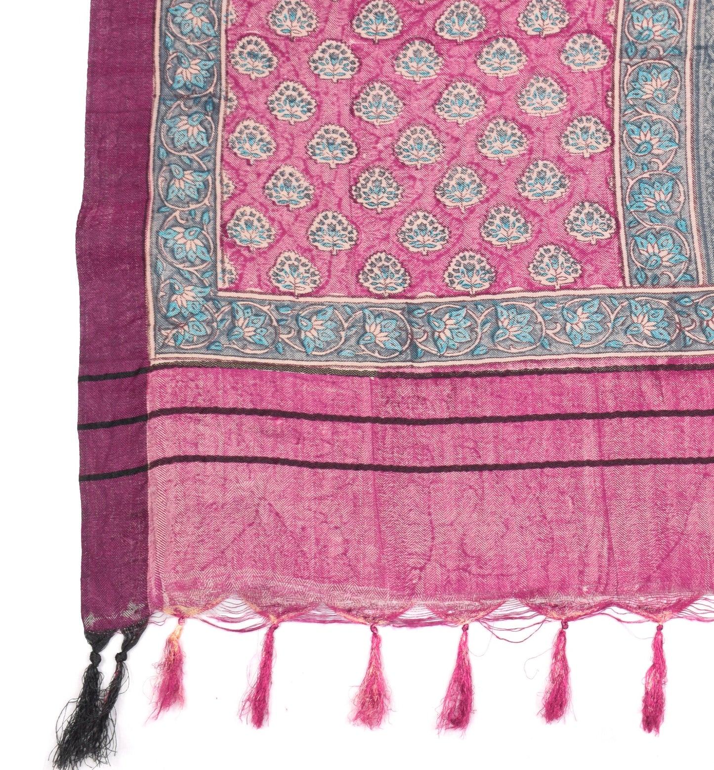 Sushila Vintage Magenta Dupatta Pure Woolen Hand Block Print Soft Long Stole