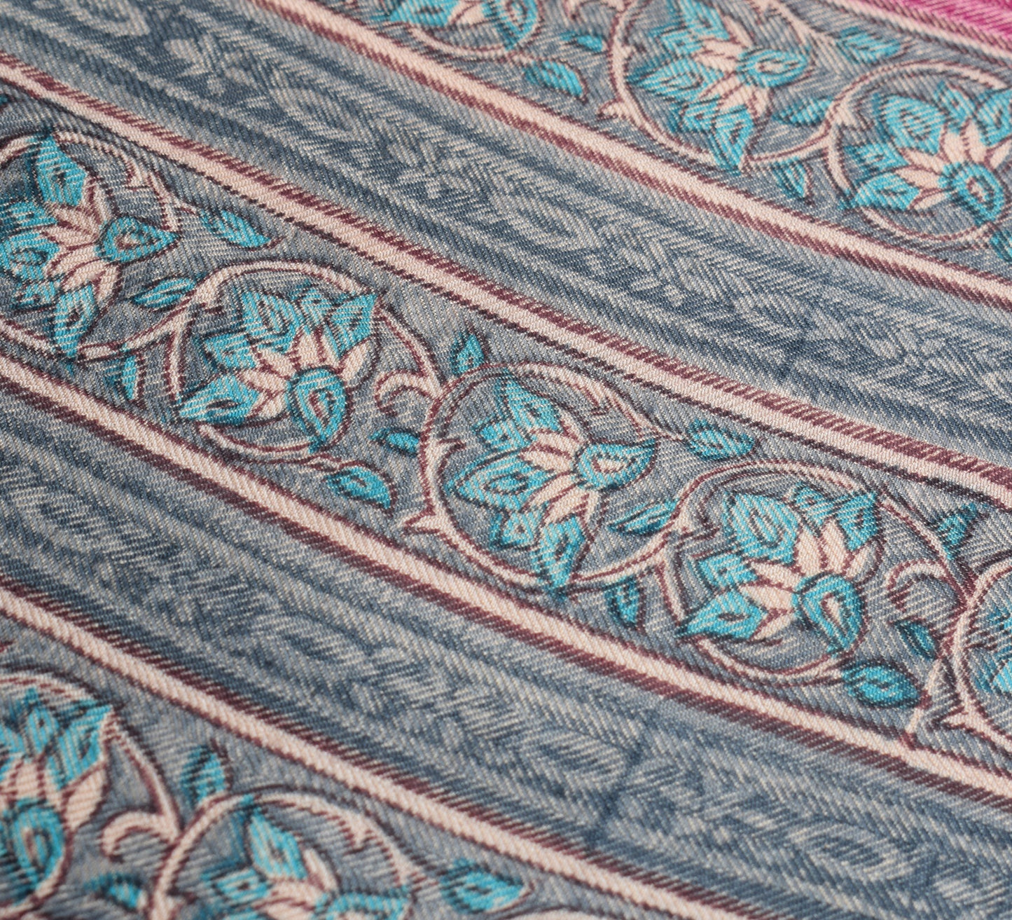 Sushila Vintage Magenta Dupatta Pure Woolen Hand Block Print Soft Long Stole