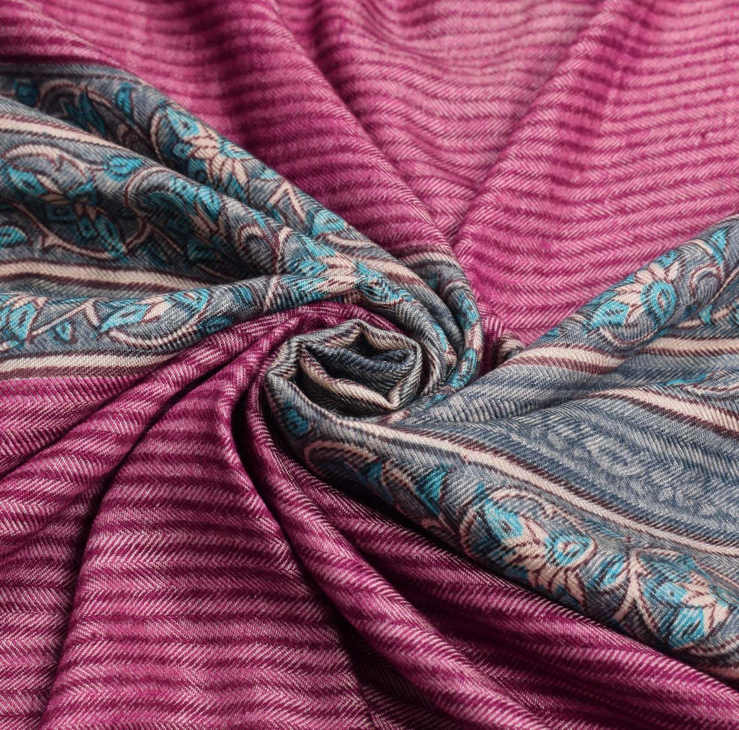 Sushila Vintage Magenta Dupatta Pure Woolen Hand Block Print Soft Long Stole