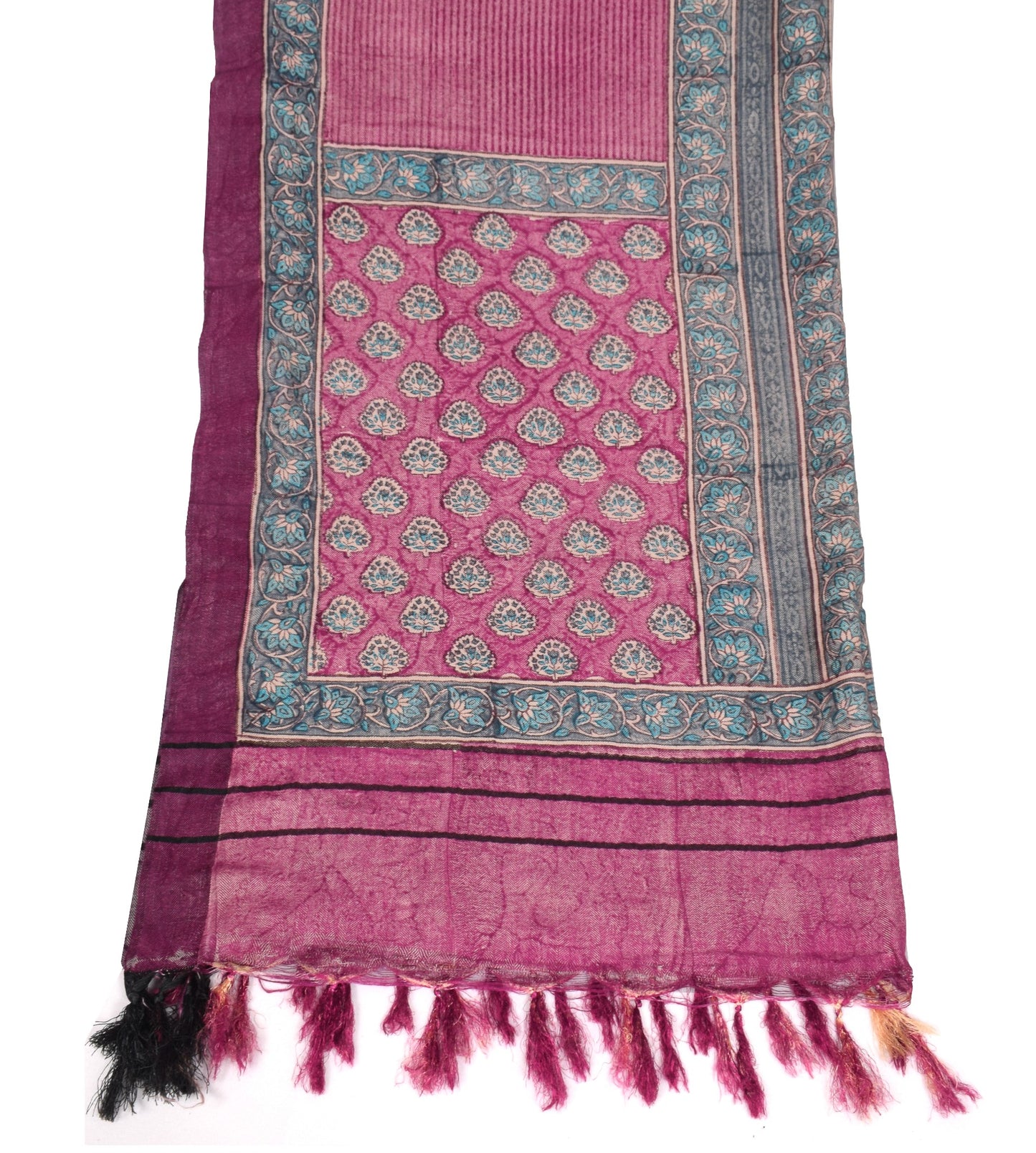 Sushila Vintage Magenta Dupatta Pure Woolen Hand Block Print Soft Long Stole