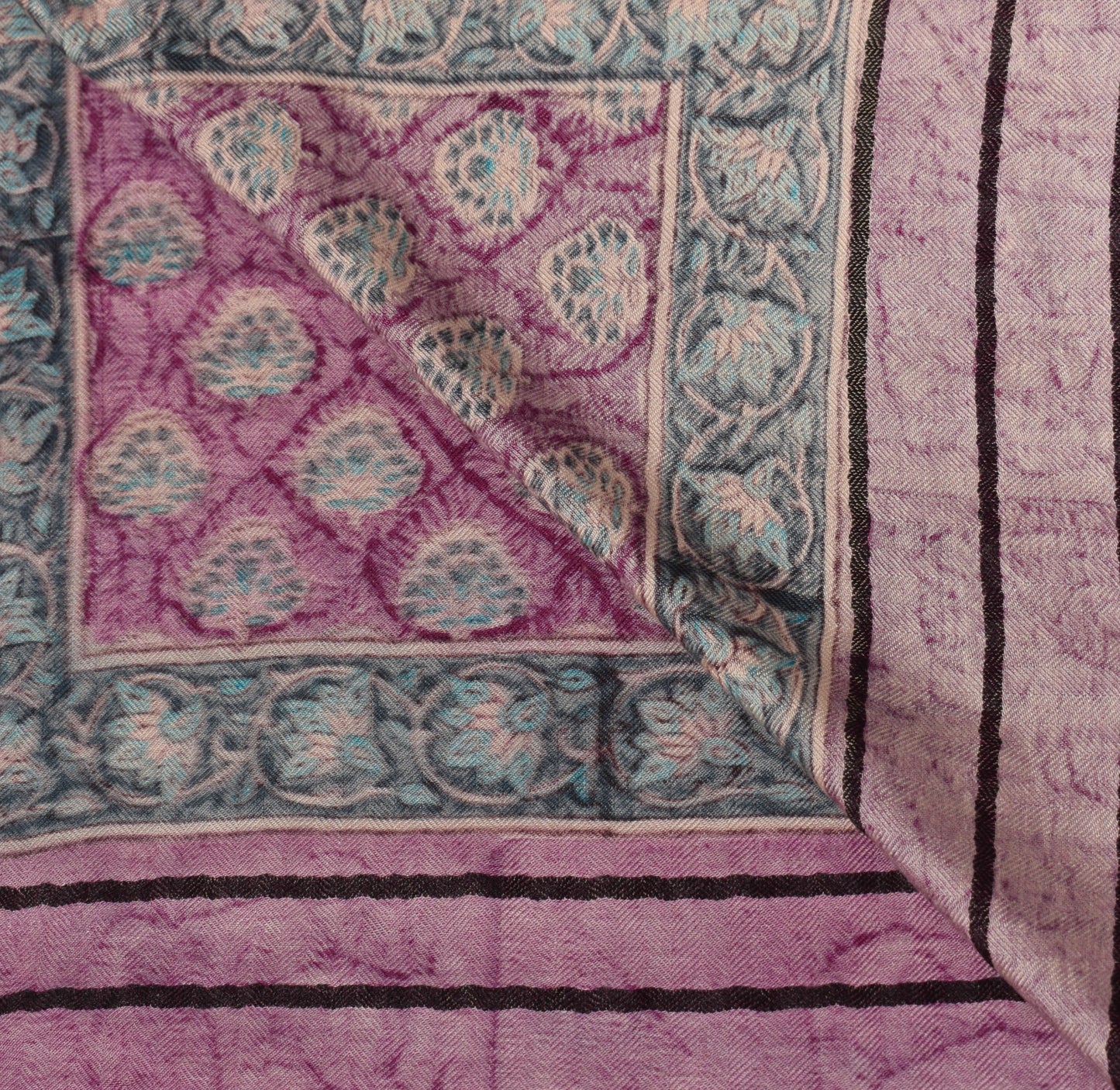 Sushila Vintage Magenta Dupatta Pure Woolen Hand Block Print Soft Long Stole