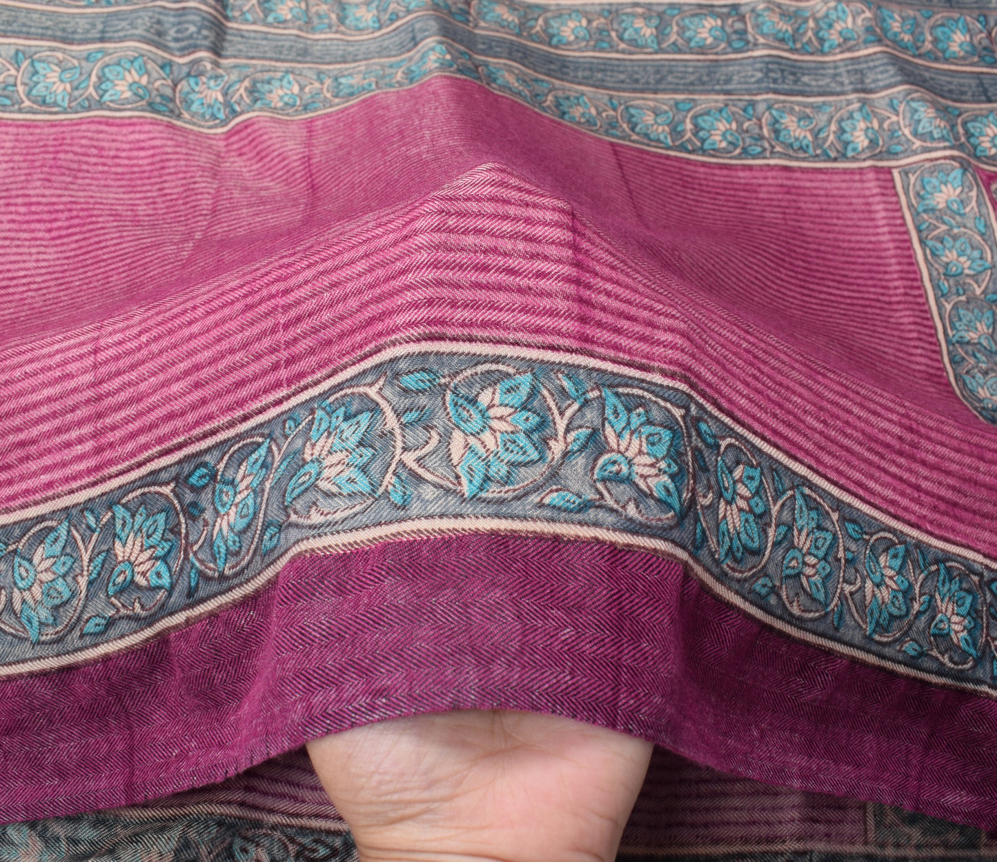 Sushila Vintage Magenta Dupatta Pure Woolen Hand Block Print Soft Long Stole