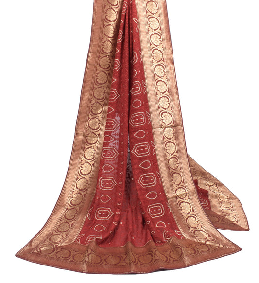 Sushila Vintage Maroon Floral Dupatta Pure Georgette Embroidery Woveb Long Stole