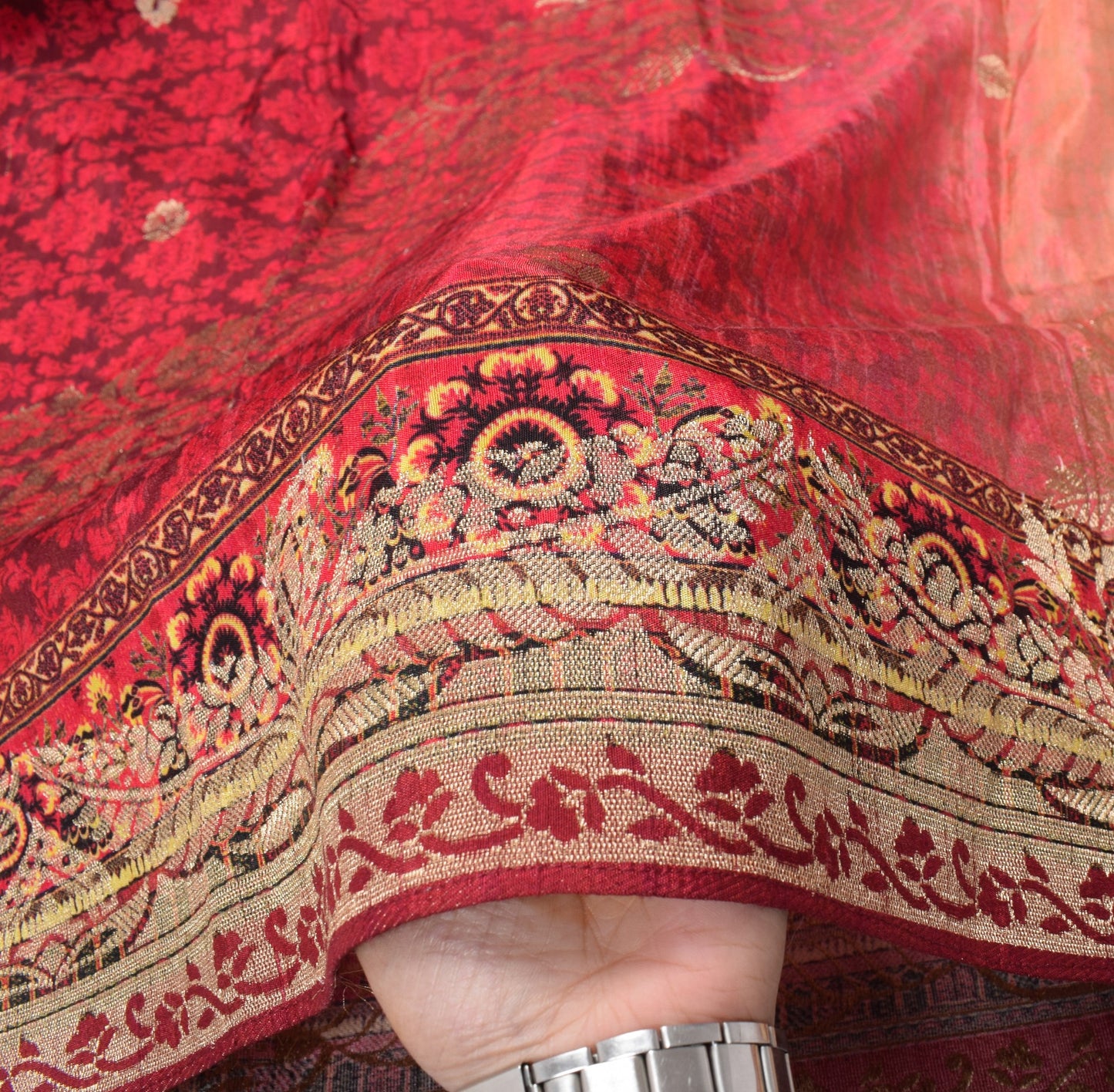 Sushila Vintage Maroon Floral Dupatta Digital Print Woven Cotton Silk Long Stole