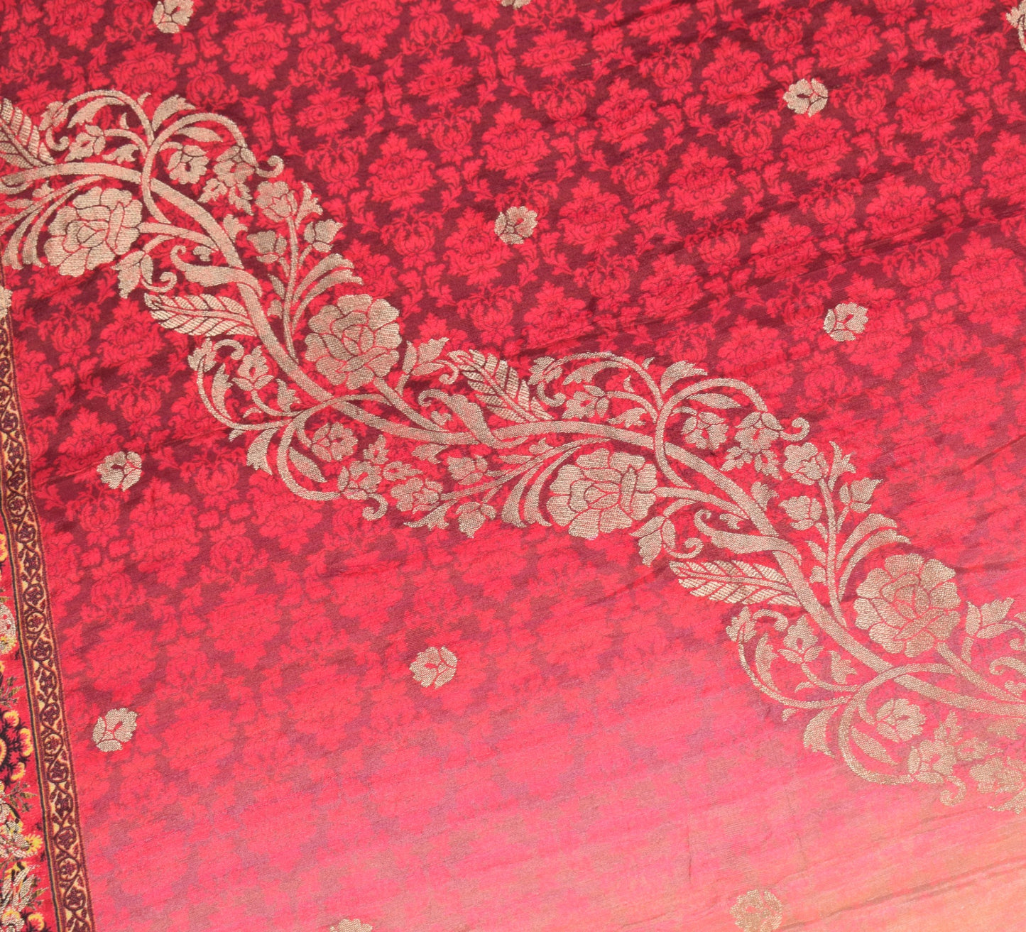 Sushila Vintage Maroon Floral Dupatta Digital Print Woven Cotton Silk Long Stole