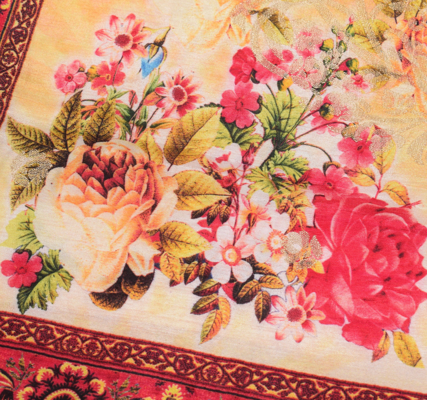 Sushila Vintage Maroon Floral Dupatta Digital Print Woven Cotton Silk Long Stole