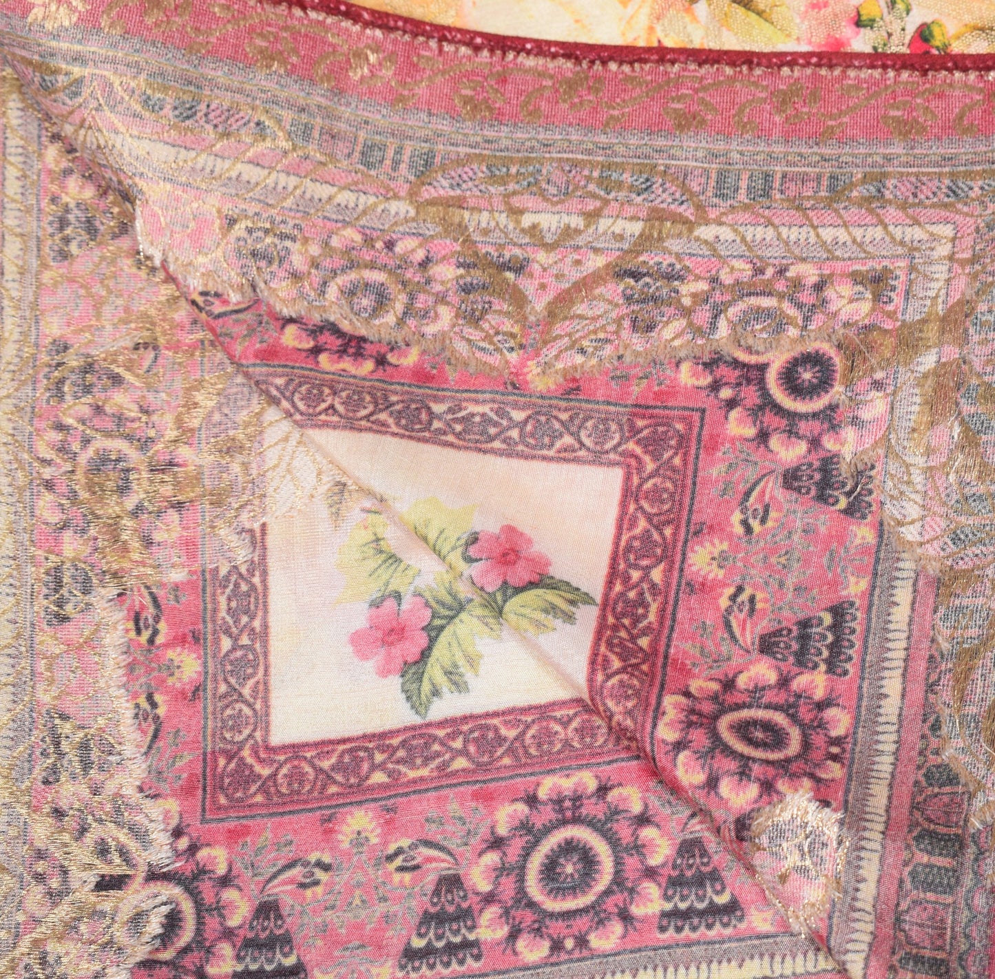 Sushila Vintage Maroon Floral Dupatta Digital Print Woven Cotton Silk Long Stole