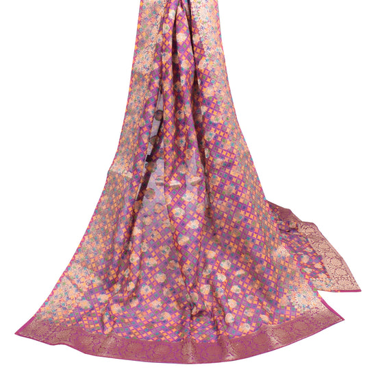 Sushila Vintage Purple Art Silk Dupatta Printed & Woven Daily Wear Long Stole
