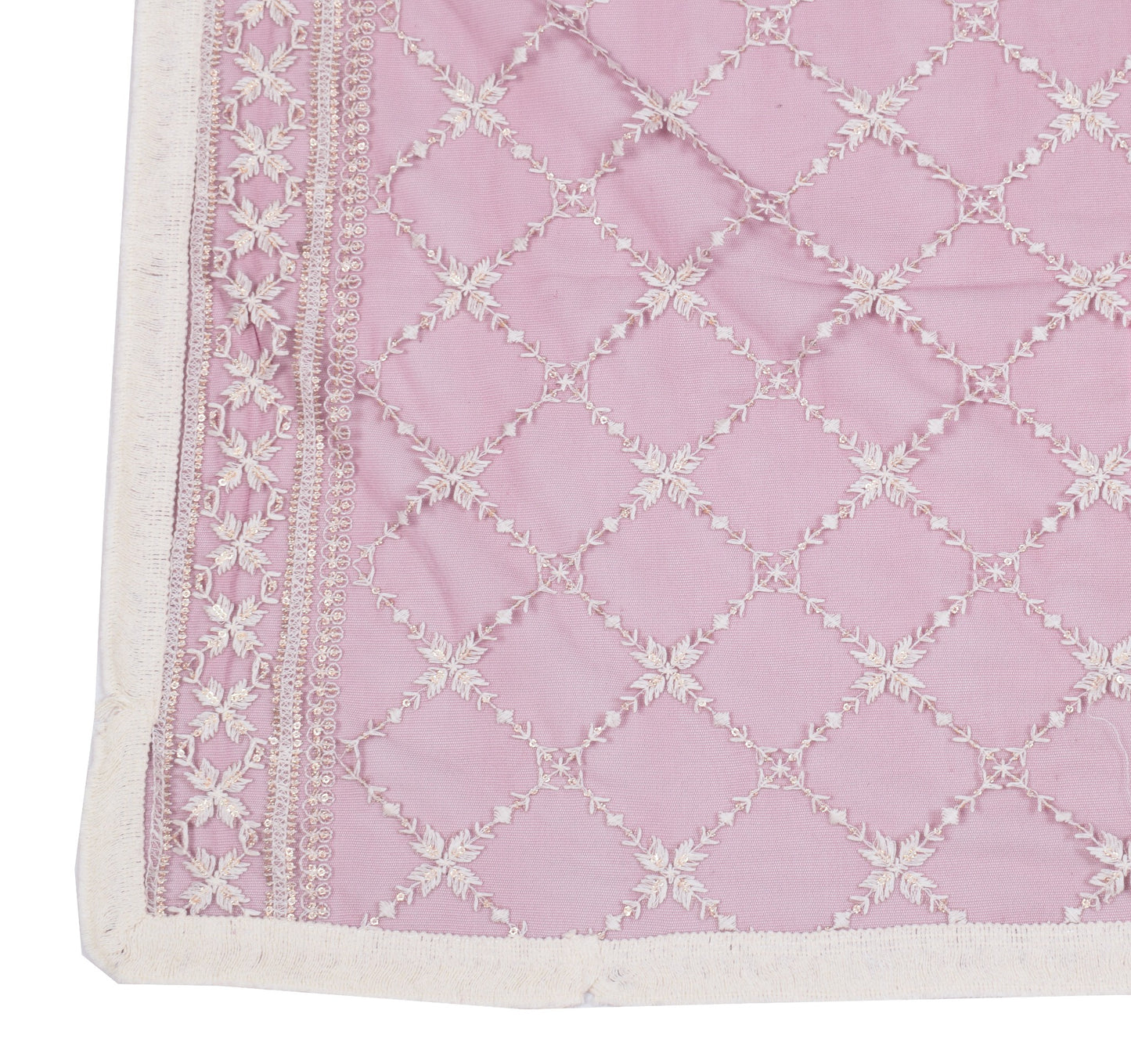 Sushila Vintage Floral Zaal Dupatta Net Mesh Wine Embroidered Ethnic Long Stole