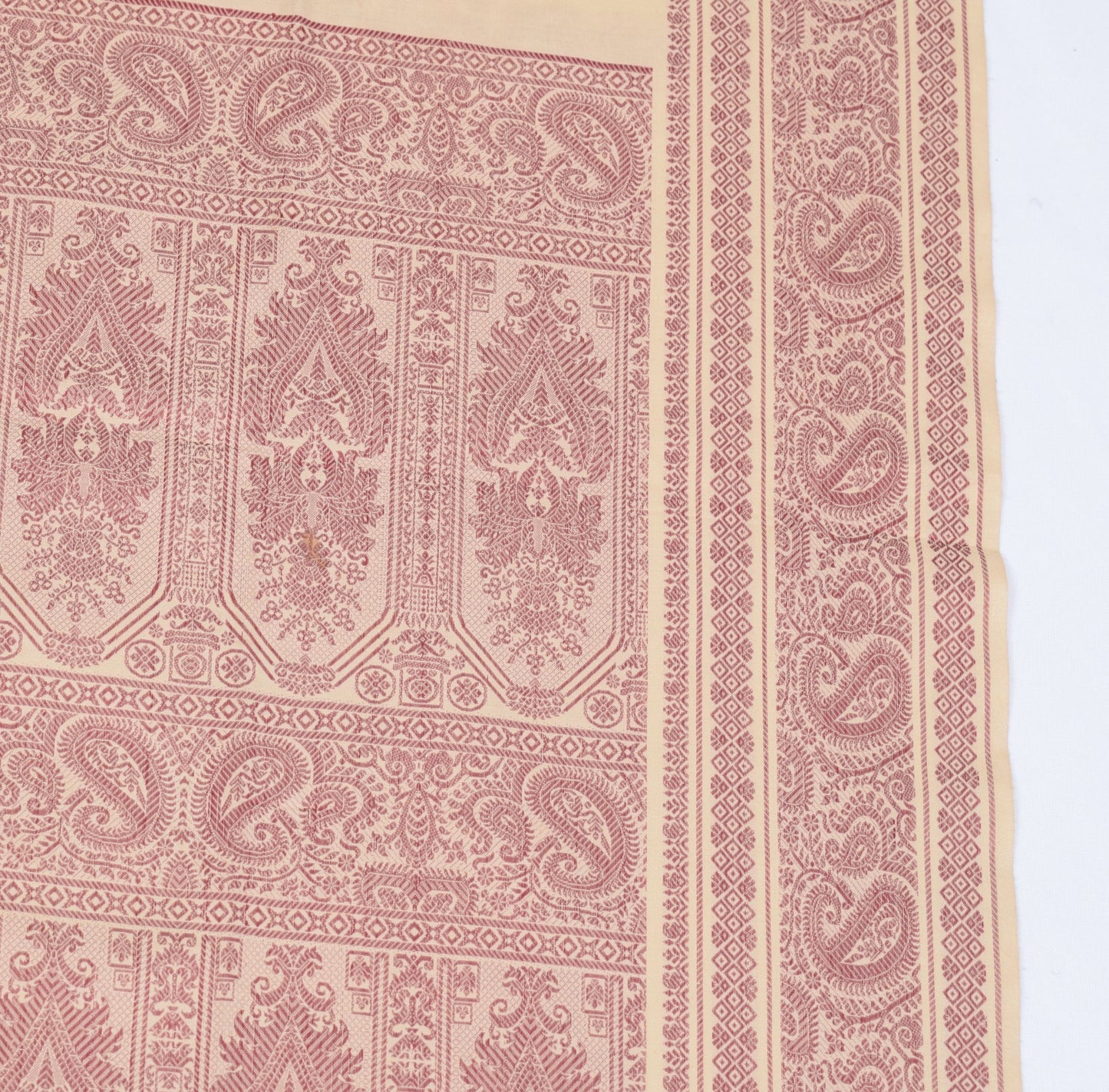 Sushila Vintage Light Brown Dupatta Art Cotton Woven Paisley Indain Long Stole