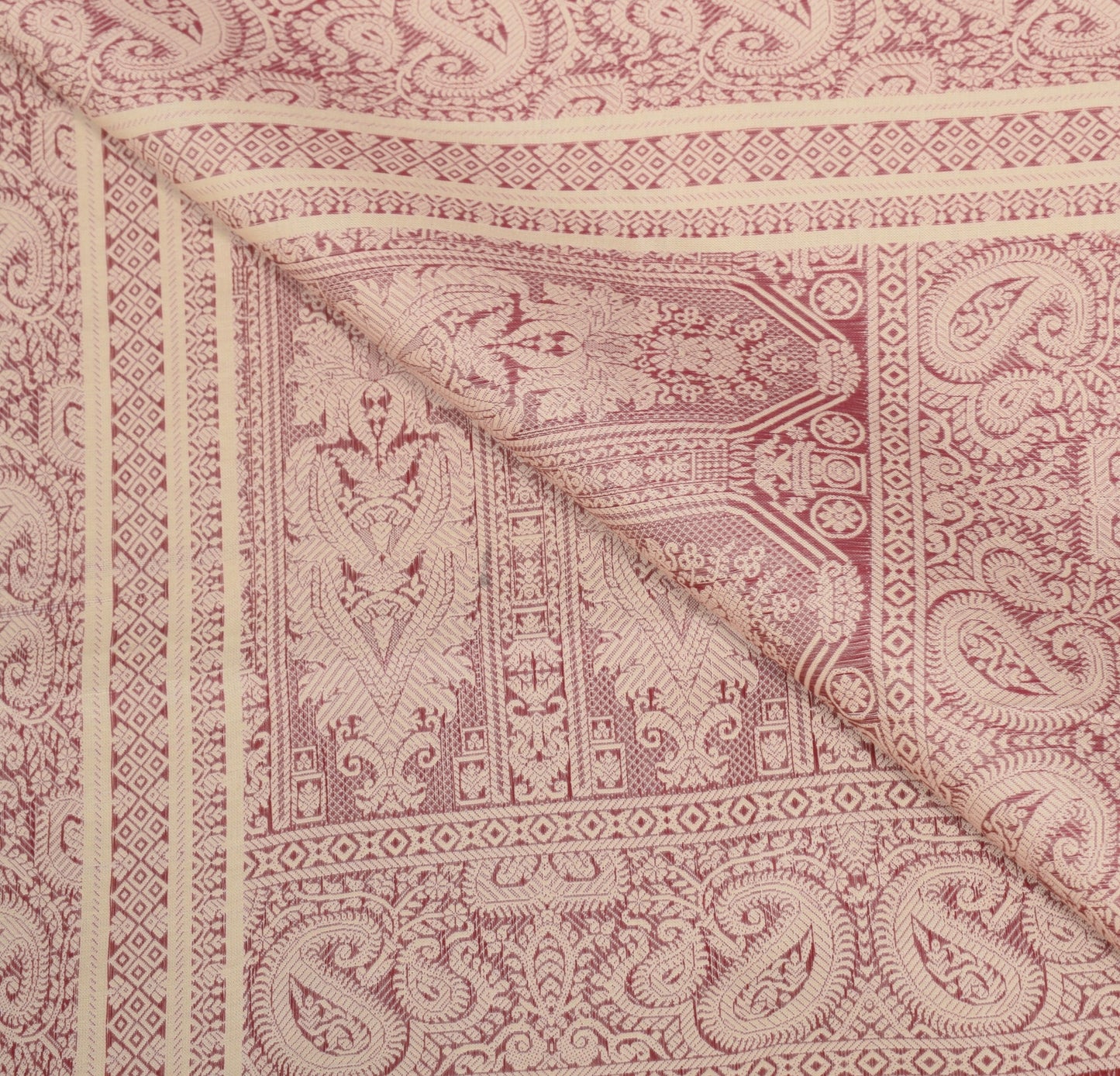 Sushila Vintage Light Brown Dupatta Art Cotton Woven Paisley Indain Long Stole