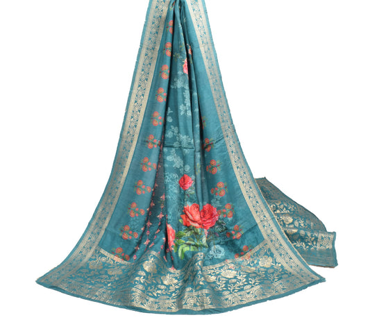 Sushila Vintage Digital Printed Dupatta Pure Cotton Brocade Floral Long Stole