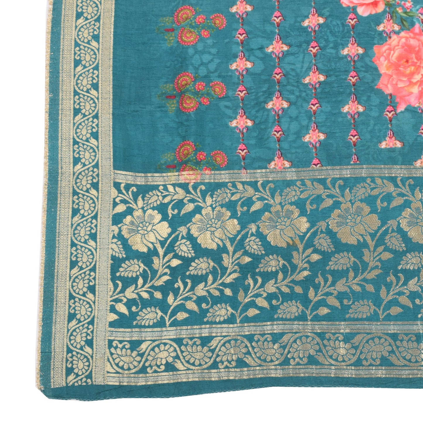 Sushila Vintage Digital Printed Dupatta Pure Cotton Brocade Floral Long Stole