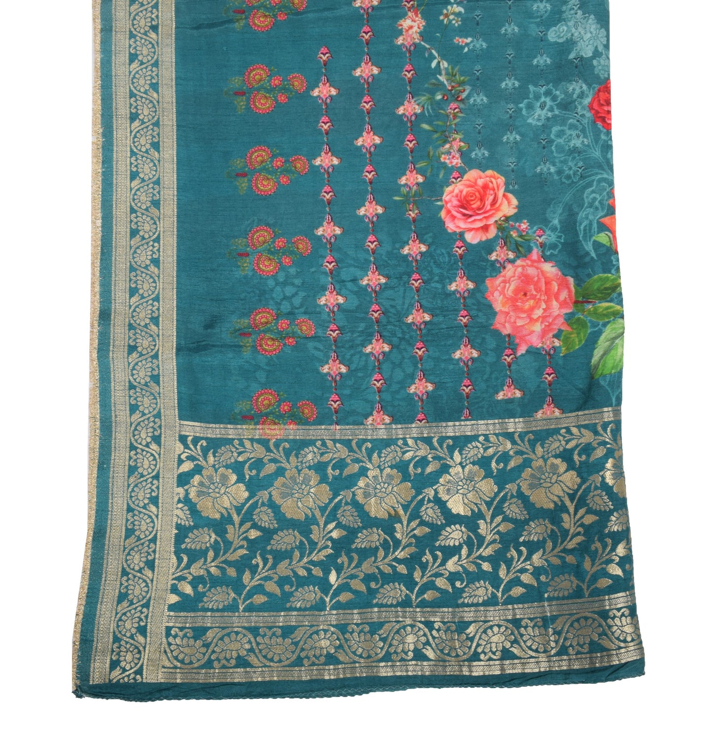 Sushila Vintage Digital Printed Dupatta Pure Cotton Brocade Floral Long Stole