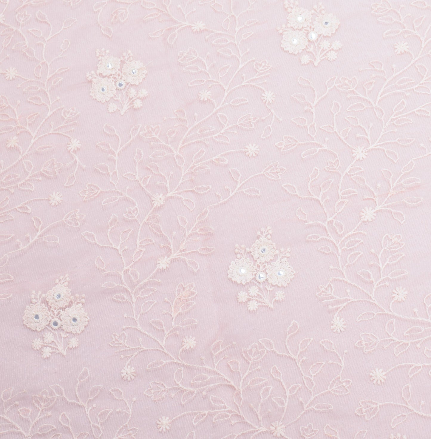 Sushila Vintage Pink Art Silk Dupatta Embroidered with Crochet Border Long Stole