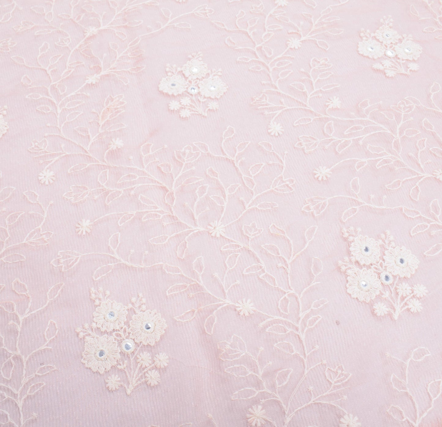 Sushila Vintage Pink Art Silk Dupatta Embroidered with Crochet Border Long Stole