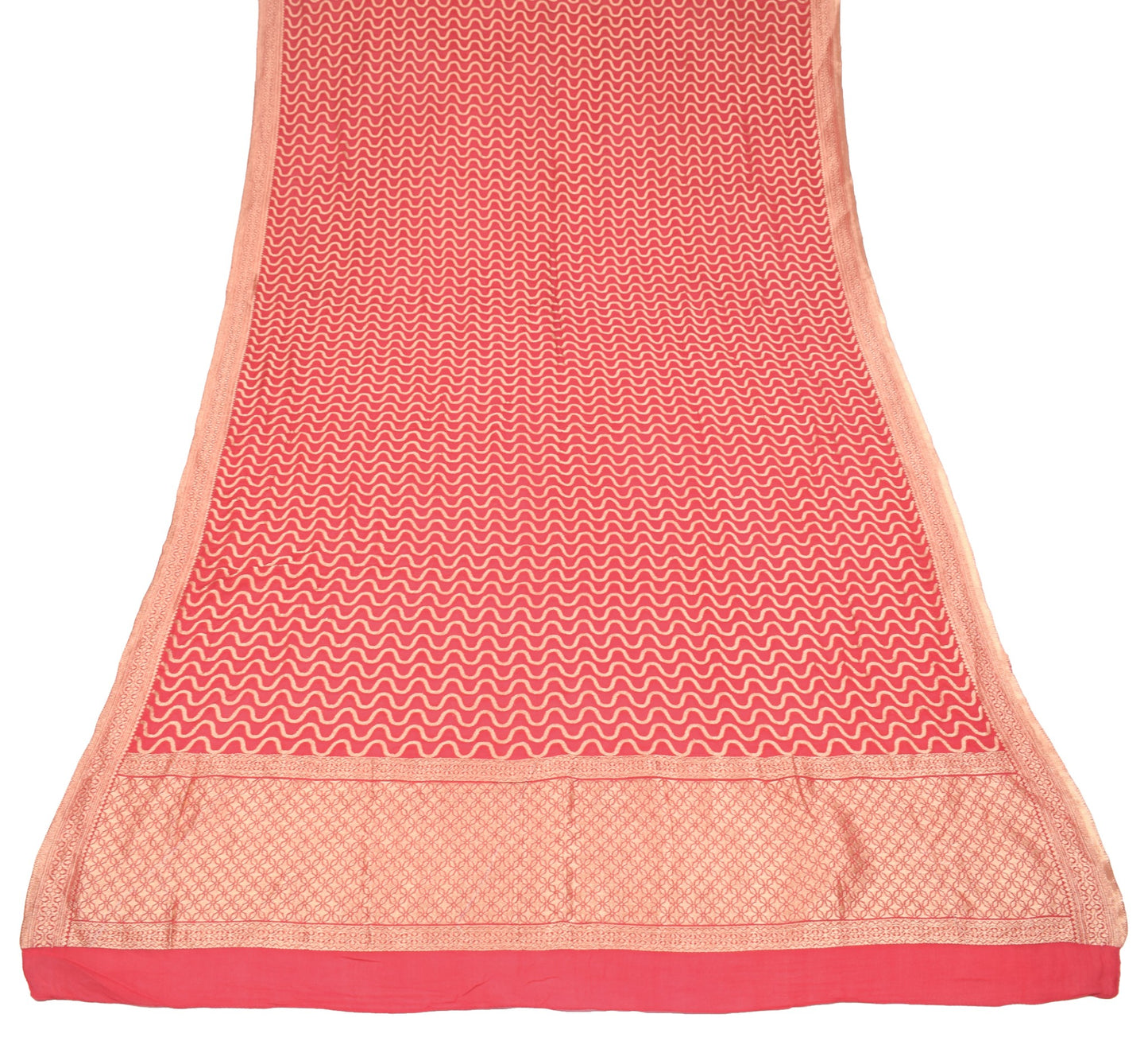 Sushila Vintage Red Banarasi Dupatta Pure Georgette Laheriya Woven Long Stole