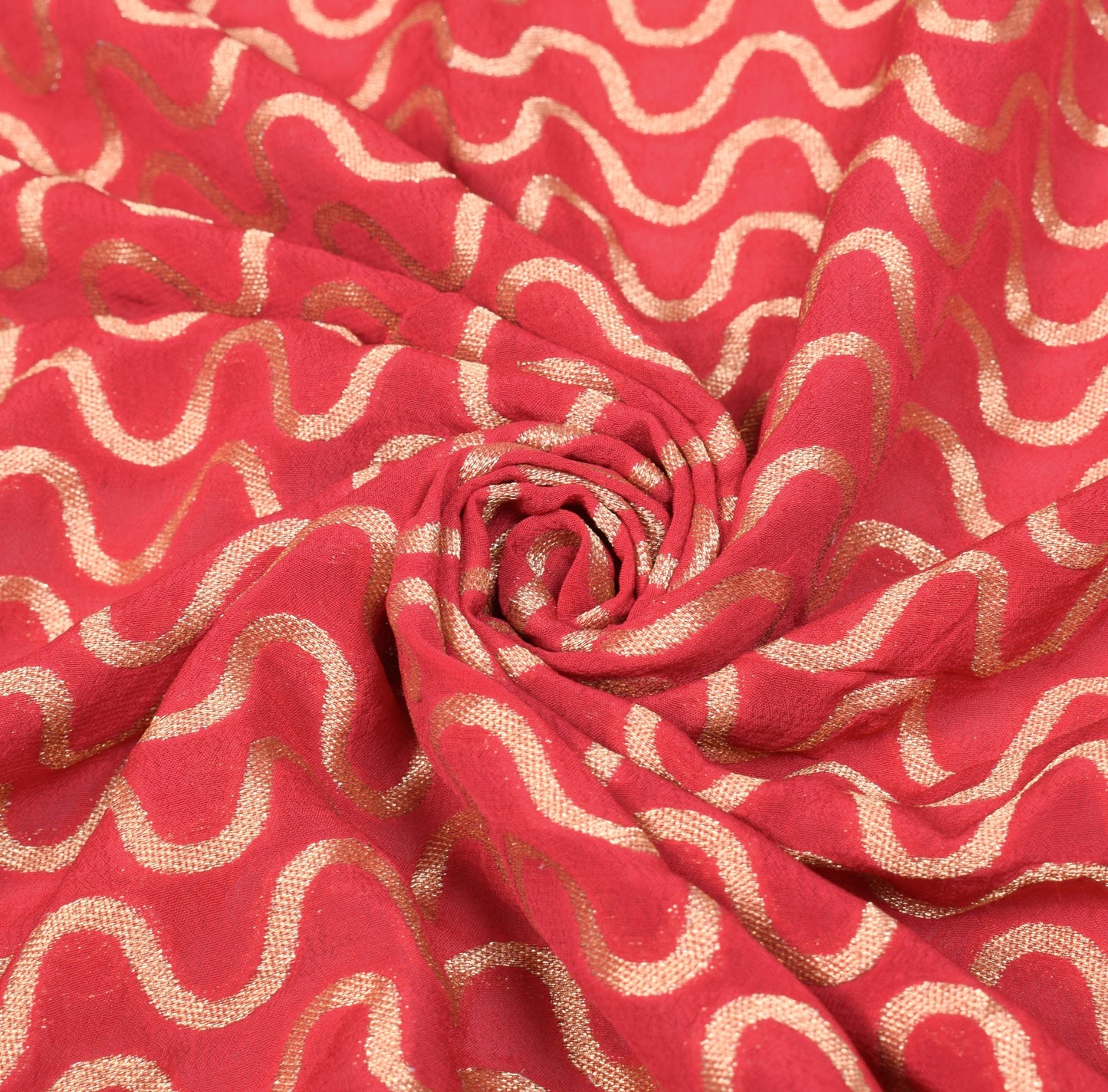Sushila Vintage Red Banarasi Dupatta Pure Georgette Laheriya Woven Long Stole