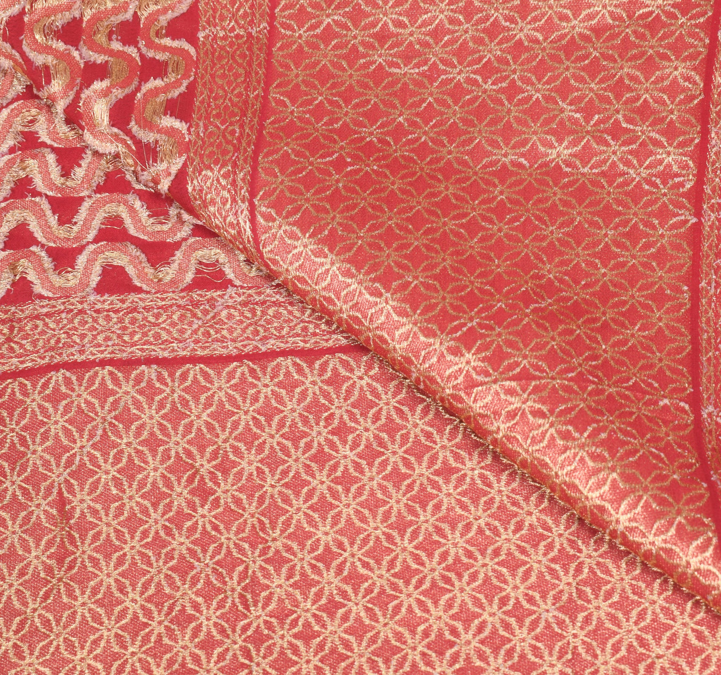 Sushila Vintage Red Banarasi Dupatta Pure Georgette Laheriya Woven Long Stole