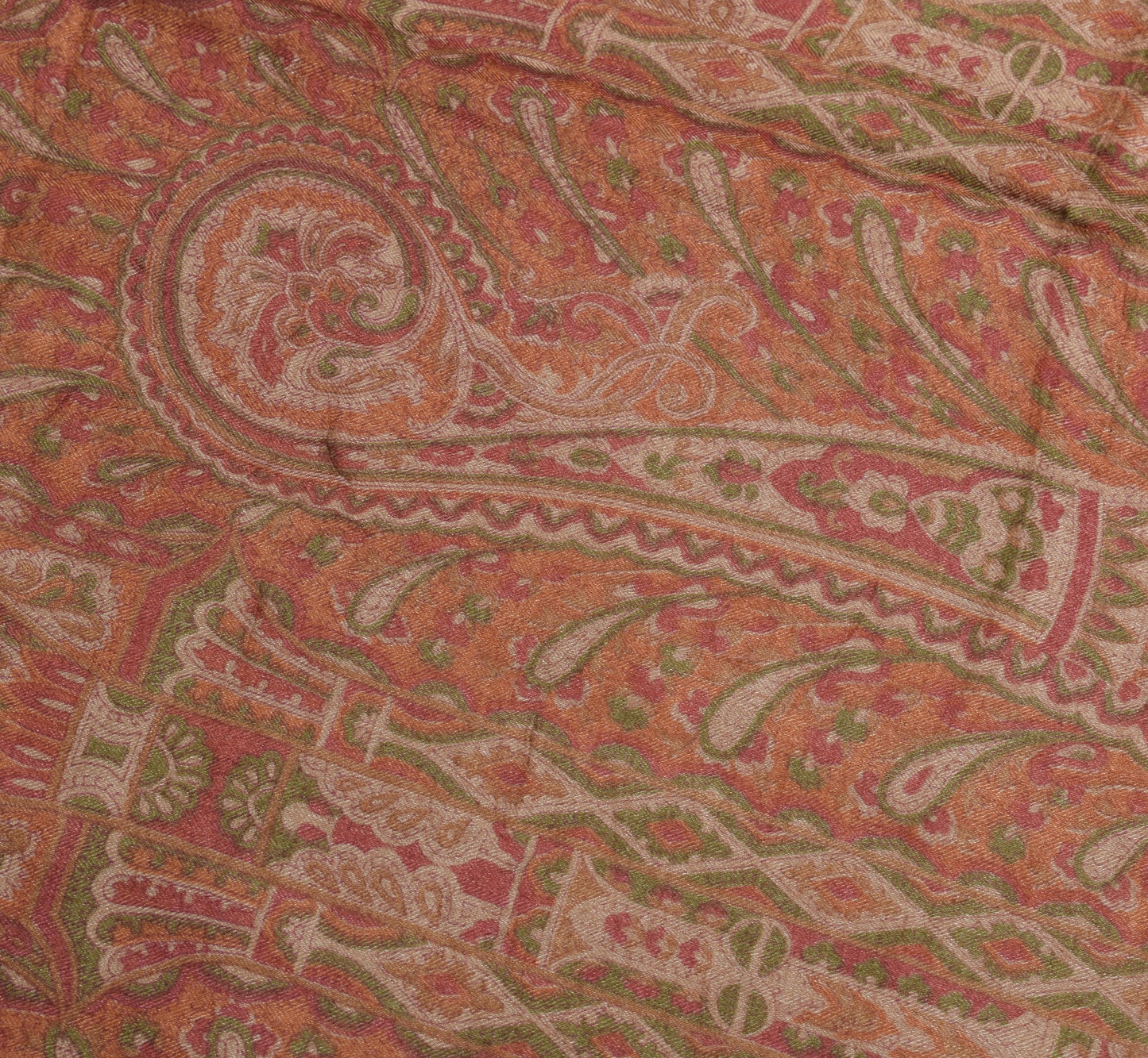 Sushila Vintage Pure Woolen Dupatta Printed Paisley Brown Soft Shawl Long Stole