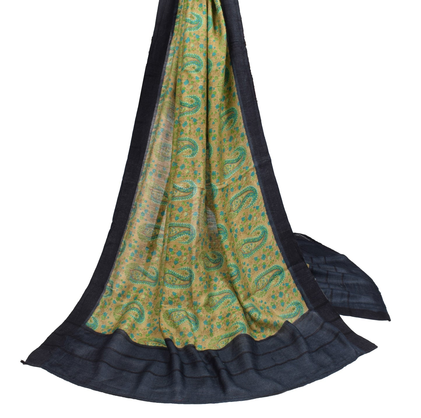 Sushila Vintage Brown Printed Dupatta Pure Woolen Woven Soft Indian Long Stole