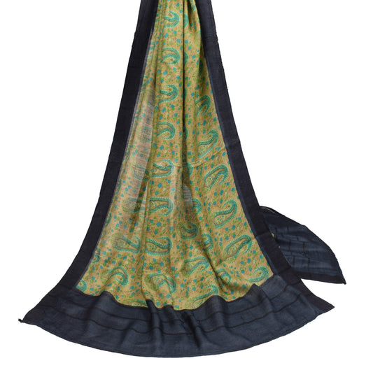 Sushila Vintage Brown Printed Dupatta Pure Woolen Woven Soft Indian Long Stole