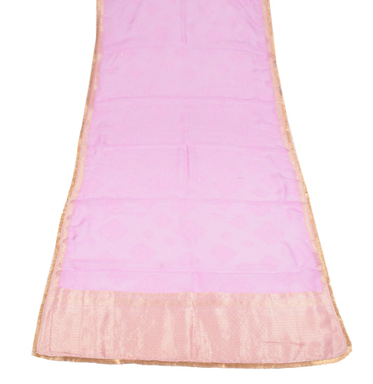 Sushila Vintage Lavender Dupatta Pure Silk Embroidered Gold Border Long Stole