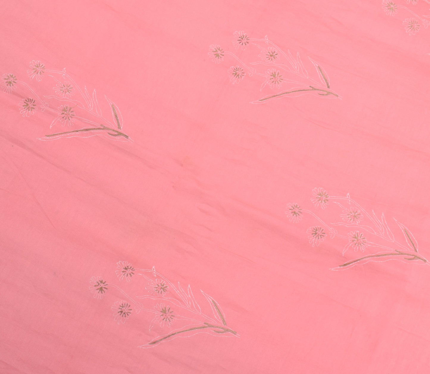 Sushila Vintage Floral Pink Dupatta Pure Cotton Silk Printed Handmade Long Stole