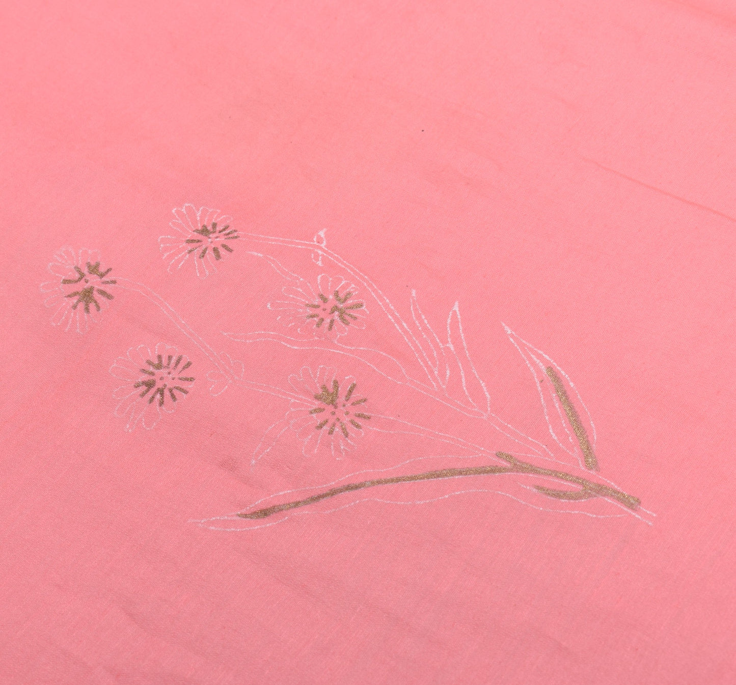 Sushila Vintage Floral Pink Dupatta Pure Cotton Silk Printed Handmade Long Stole